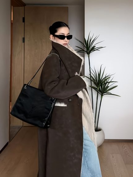 New Faux Fur High-Quality Sensation Fur-One Double-Sided Wear Long Coat with Large Lapel for Autumn and Winter Fashion