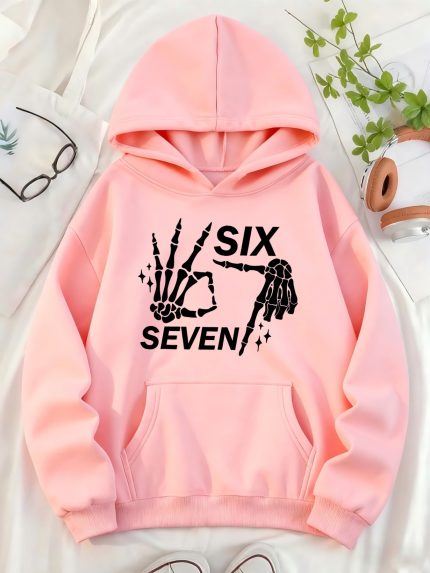 Women's Gothic Skull & bone print Hooded Sweatshirt with Kangaroo Pocket - Dark Edgy Oversized Sweater, Casual Streetwear for all-Season Layering, Machine Washable (Current Style, No modifications planned)