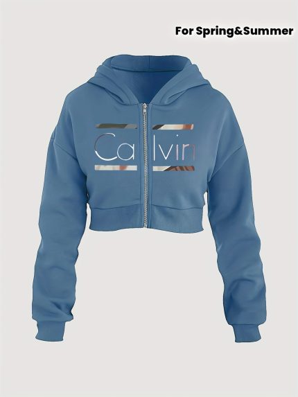 Women'S Elegant Geometric Print Zip-Up Hoodie - Black & Golden Lettering, Long Sleeve Casual Pullover with Front Pocket, Spring Summer Fall Fashion, Spring Summer Apparel, Sophisticated Design, Durable Fabric