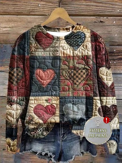 Women's Autumn Winter Casual Pullover 2D Round Neck Pattern Print Sweatshirt